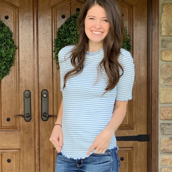 NEW Blue and White Stripe Layering Top - Picture 1 of 1